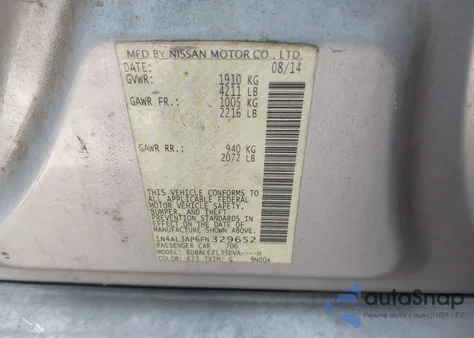 2015 Nissan Altima 2.5 S z USA, uszkodzony, nr VIN 1N4AL3AP6FN329652